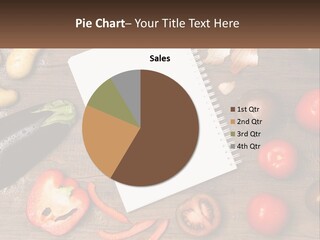 A Table With A Notebook And Vegetables On It PowerPoint Template
