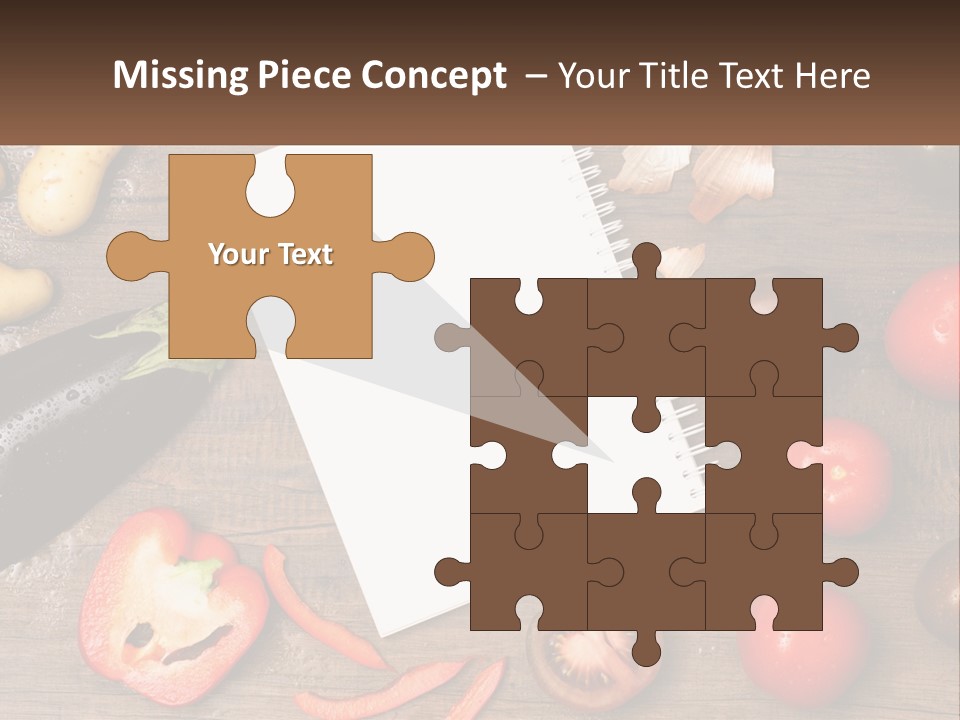 A Table With A Notebook And Vegetables On It PowerPoint Template