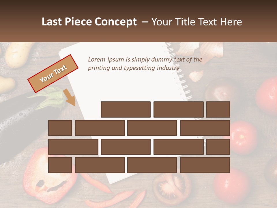 A Table With A Notebook And Vegetables On It PowerPoint Template