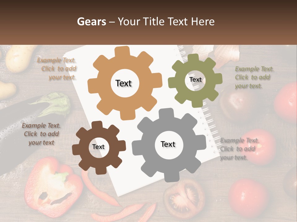 A Table With A Notebook And Vegetables On It PowerPoint Template