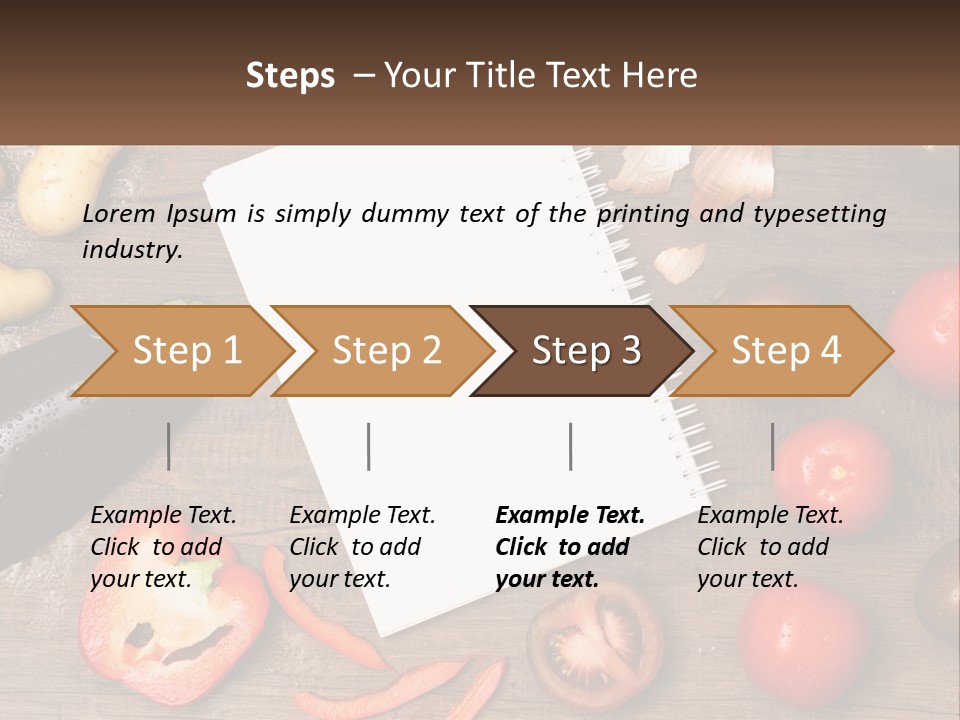 A Table With A Notebook And Vegetables On It PowerPoint Template