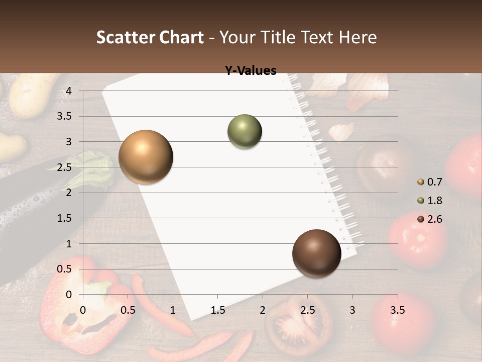 A Table With A Notebook And Vegetables On It PowerPoint Template