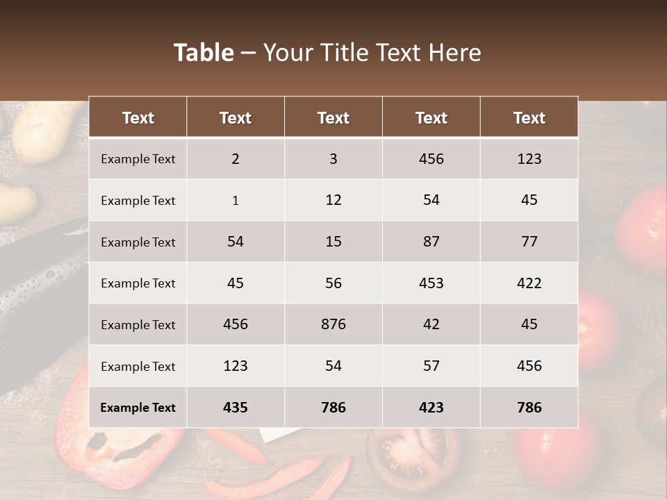 A Table With A Notebook And Vegetables On It PowerPoint Template