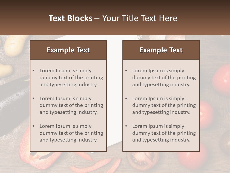 A Table With A Notebook And Vegetables On It PowerPoint Template