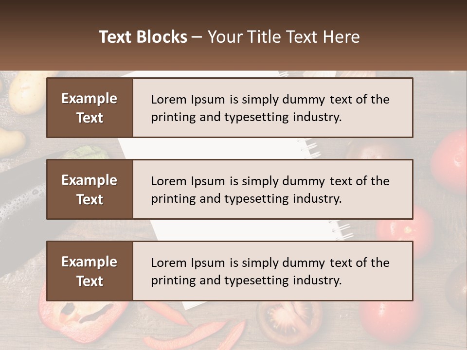 A Table With A Notebook And Vegetables On It PowerPoint Template