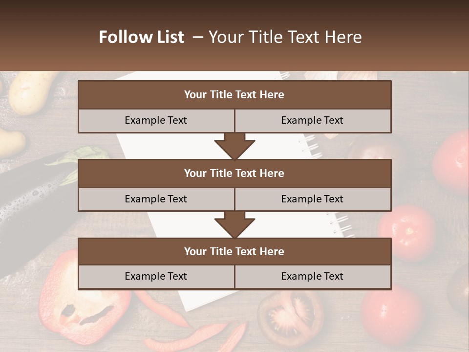 A Table With A Notebook And Vegetables On It PowerPoint Template
