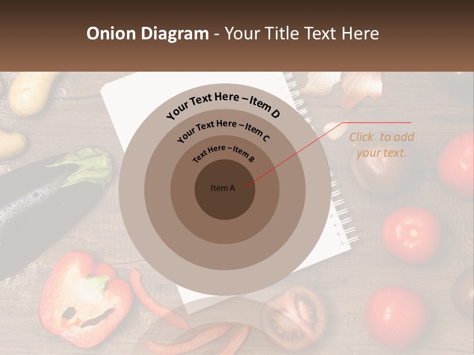 A Table With A Notebook And Vegetables On It PowerPoint Template