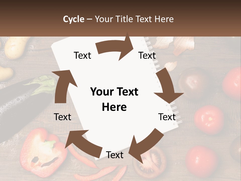 A Table With A Notebook And Vegetables On It PowerPoint Template