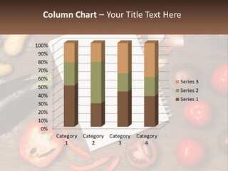 A Table With A Notebook And Vegetables On It PowerPoint Template