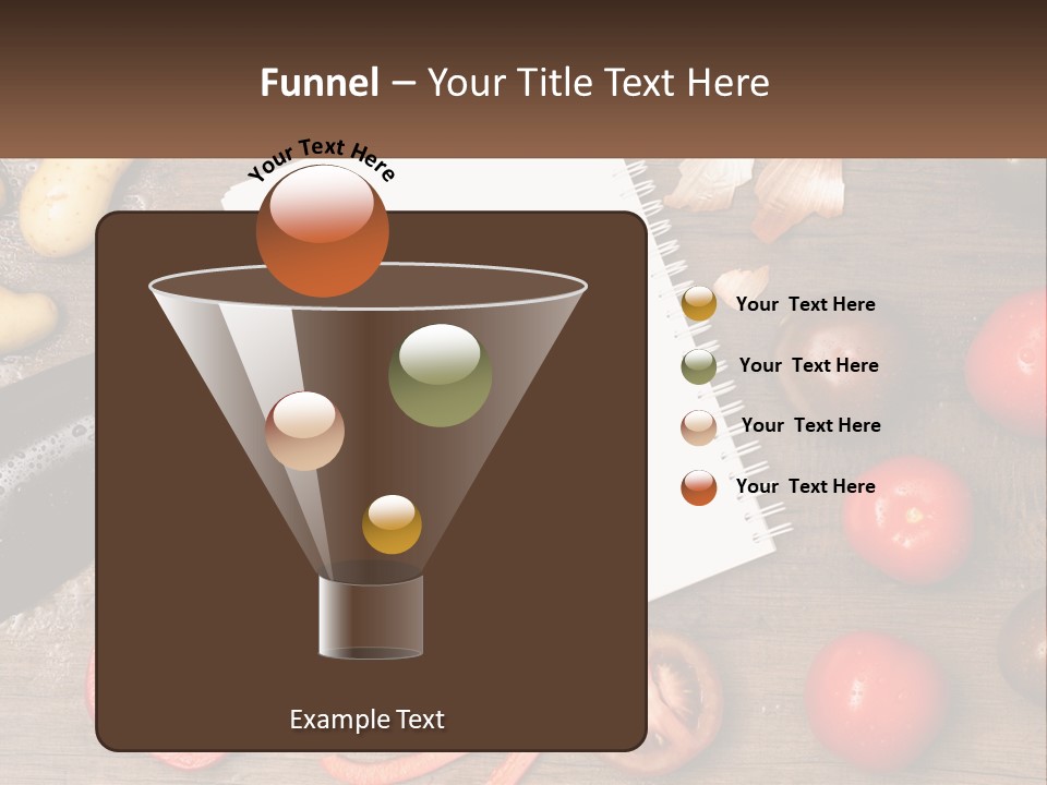 A Table With A Notebook And Vegetables On It PowerPoint Template