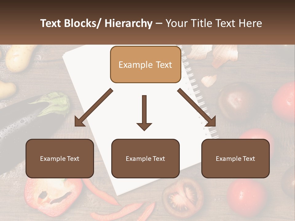 A Table With A Notebook And Vegetables On It PowerPoint Template