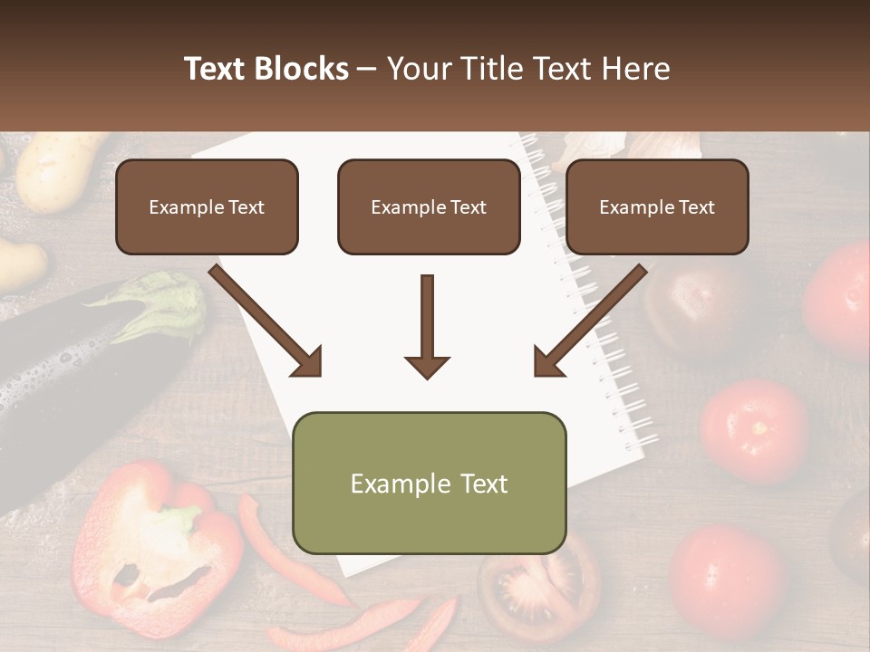 A Table With A Notebook And Vegetables On It PowerPoint Template