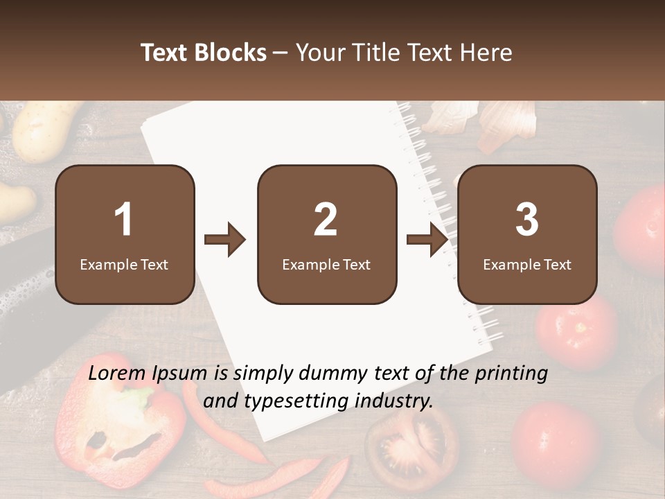 A Table With A Notebook And Vegetables On It PowerPoint Template