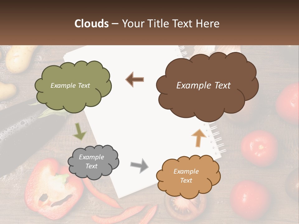 A Table With A Notebook And Vegetables On It PowerPoint Template