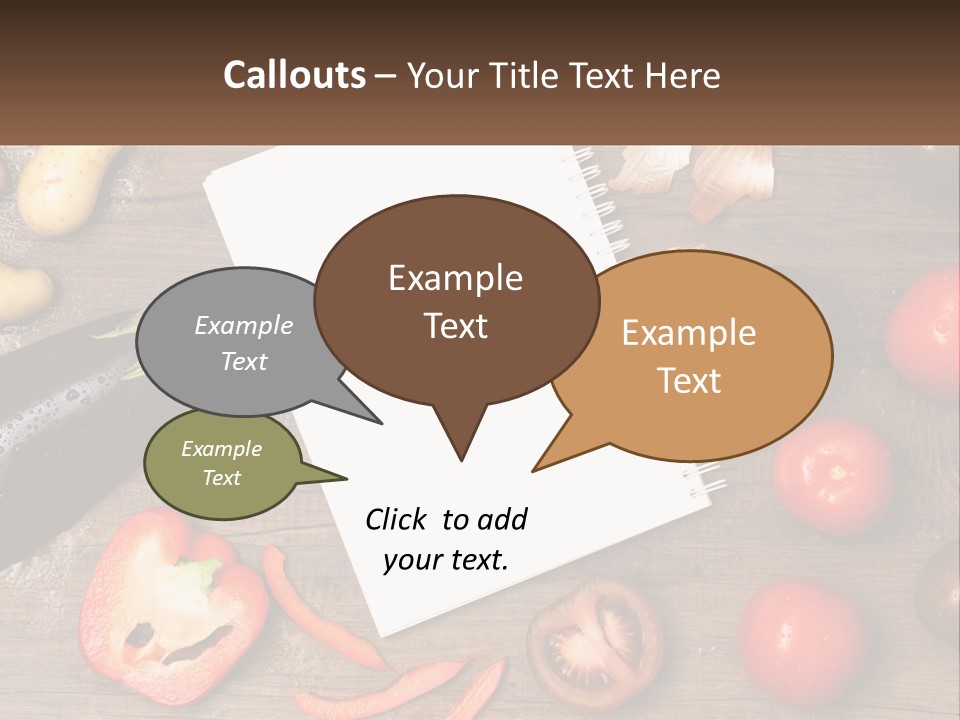 A Table With A Notebook And Vegetables On It PowerPoint Template