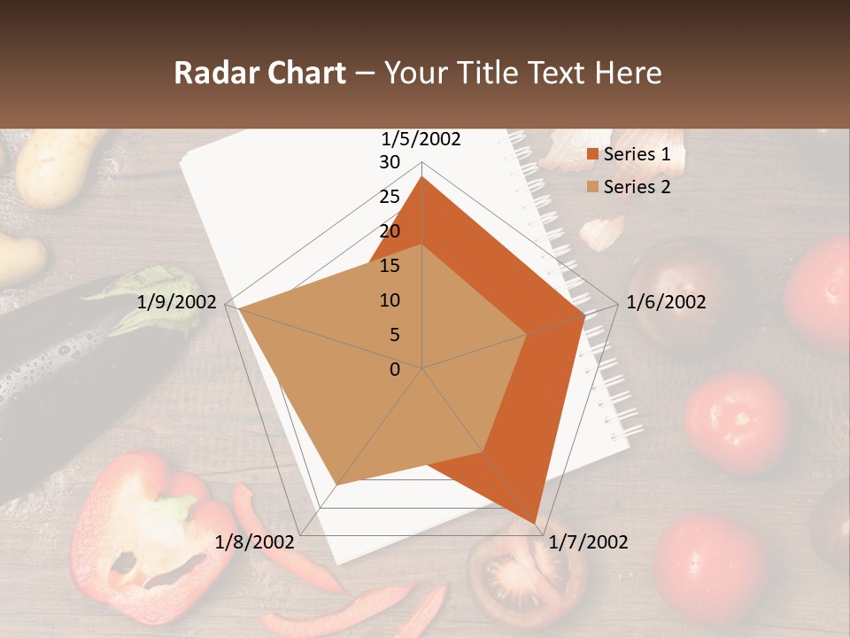 A Table With A Notebook And Vegetables On It PowerPoint Template