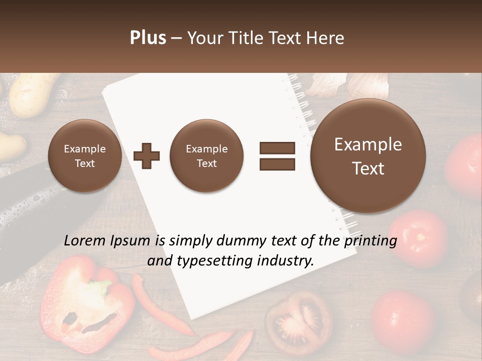A Table With A Notebook And Vegetables On It PowerPoint Template