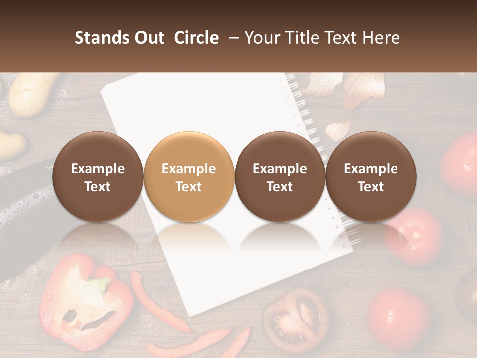 A Table With A Notebook And Vegetables On It PowerPoint Template