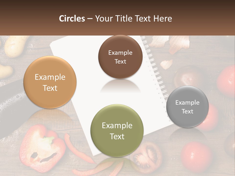 A Table With A Notebook And Vegetables On It PowerPoint Template