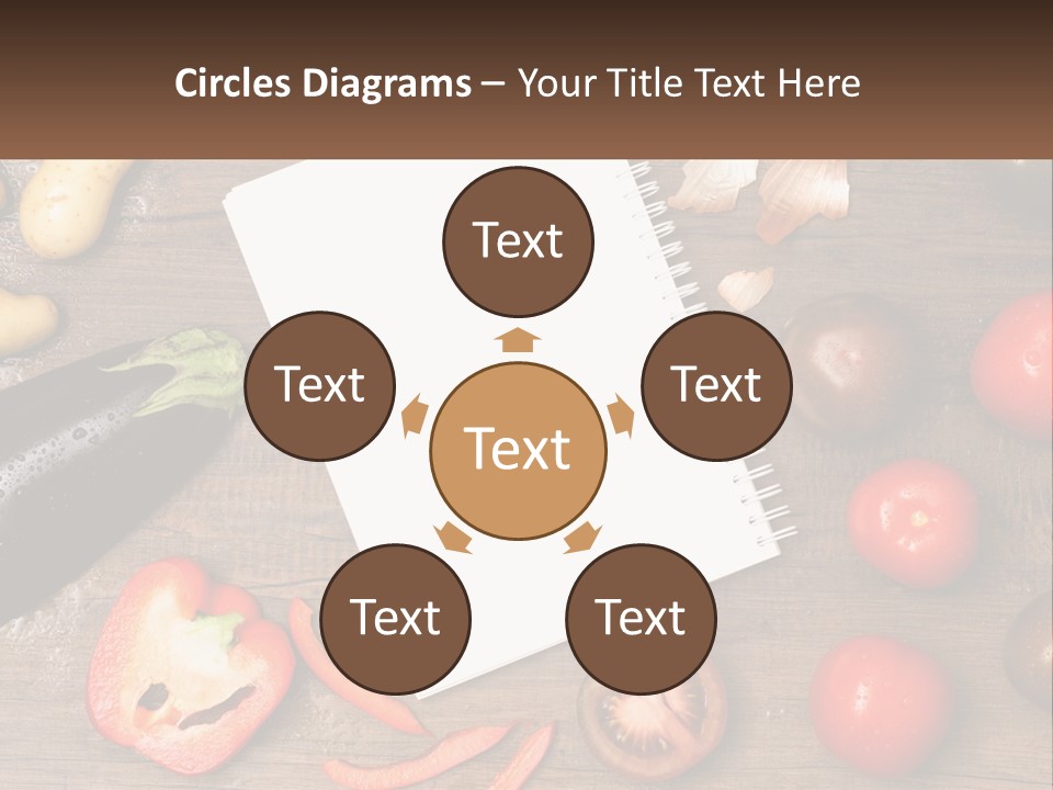 A Table With A Notebook And Vegetables On It PowerPoint Template