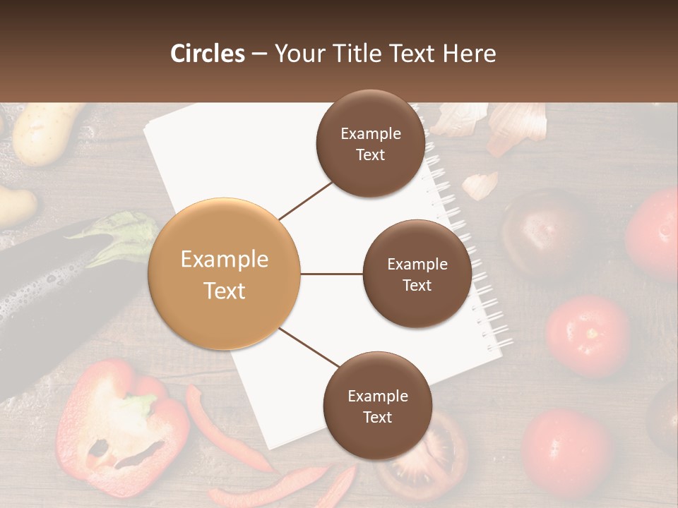 A Table With A Notebook And Vegetables On It PowerPoint Template