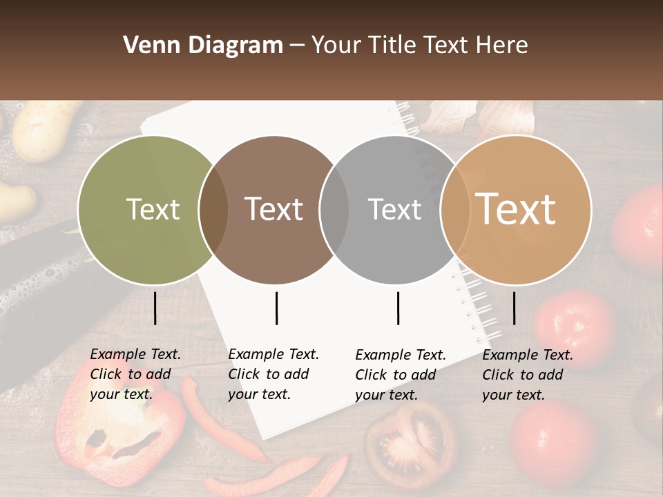 A Table With A Notebook And Vegetables On It PowerPoint Template