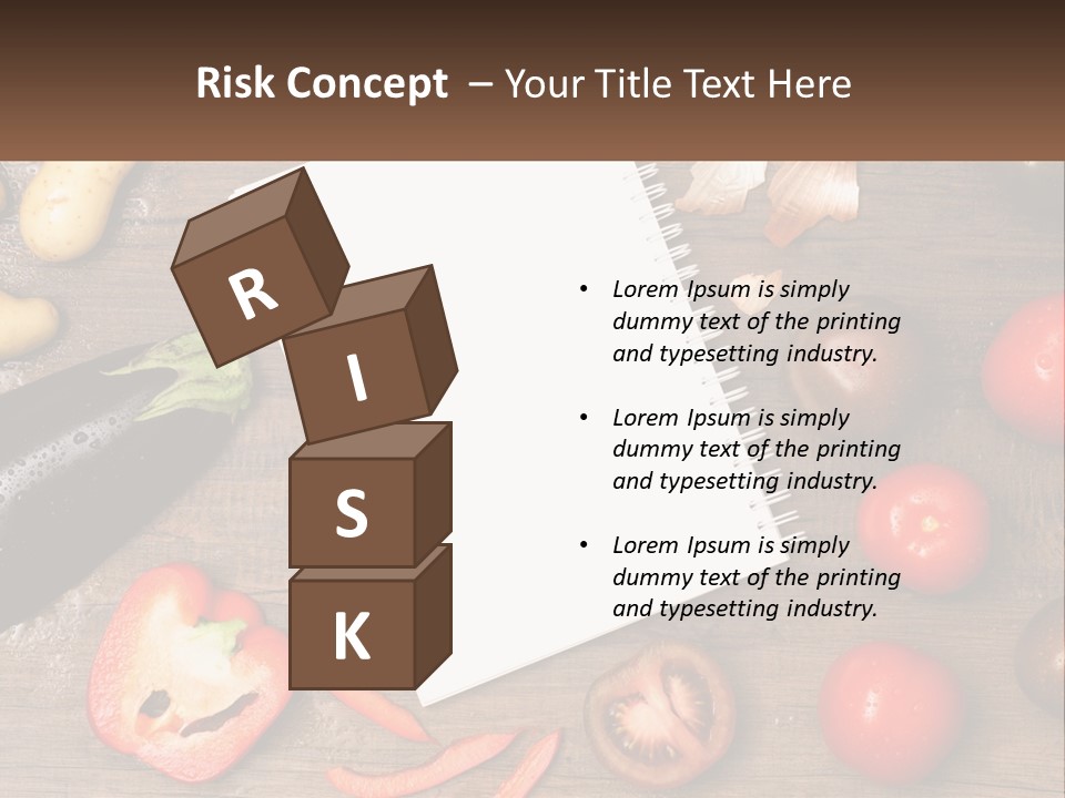 A Table With A Notebook And Vegetables On It PowerPoint Template