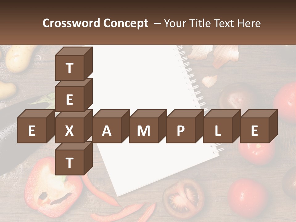 A Table With A Notebook And Vegetables On It PowerPoint Template