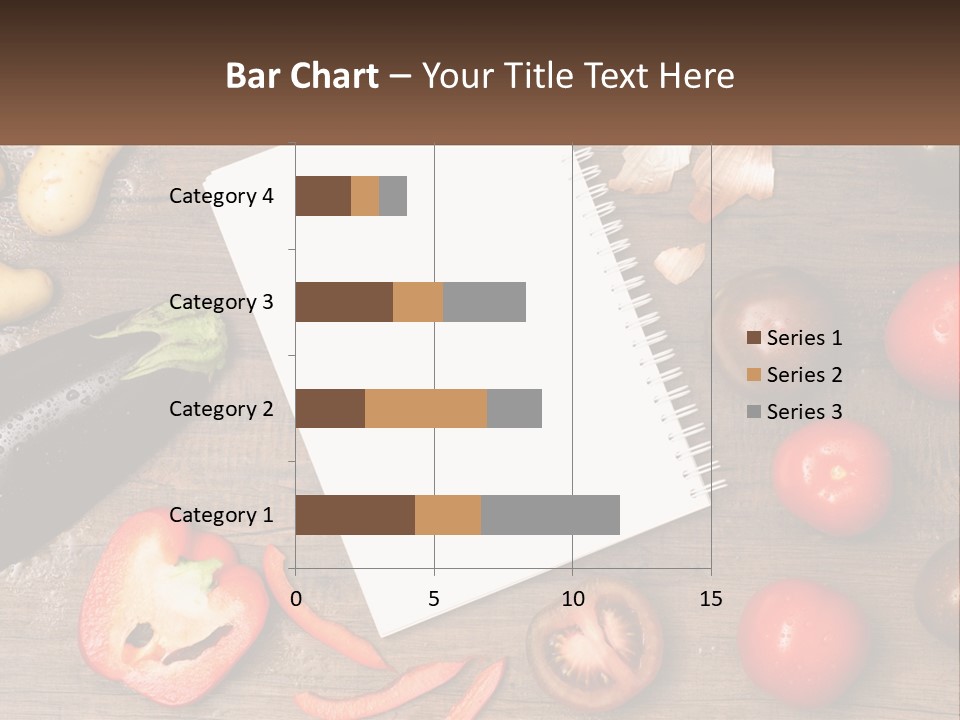 A Table With A Notebook And Vegetables On It PowerPoint Template