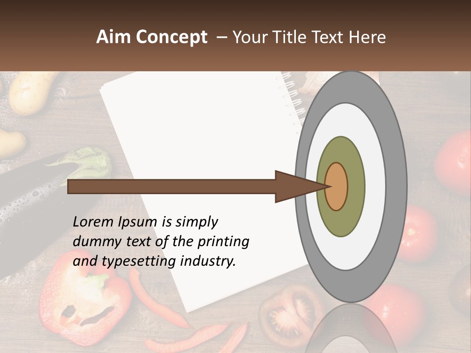 A Table With A Notebook And Vegetables On It PowerPoint Template