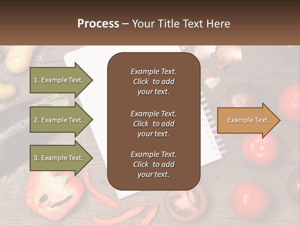 A Table With A Notebook And Vegetables On It PowerPoint Template