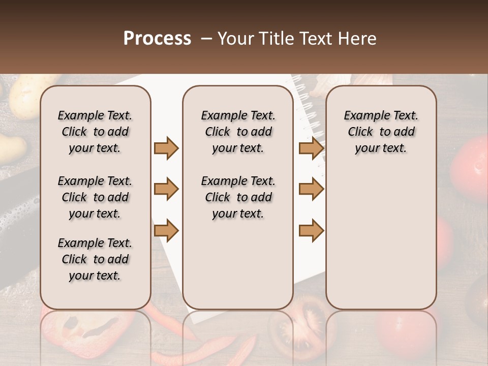 A Table With A Notebook And Vegetables On It PowerPoint Template