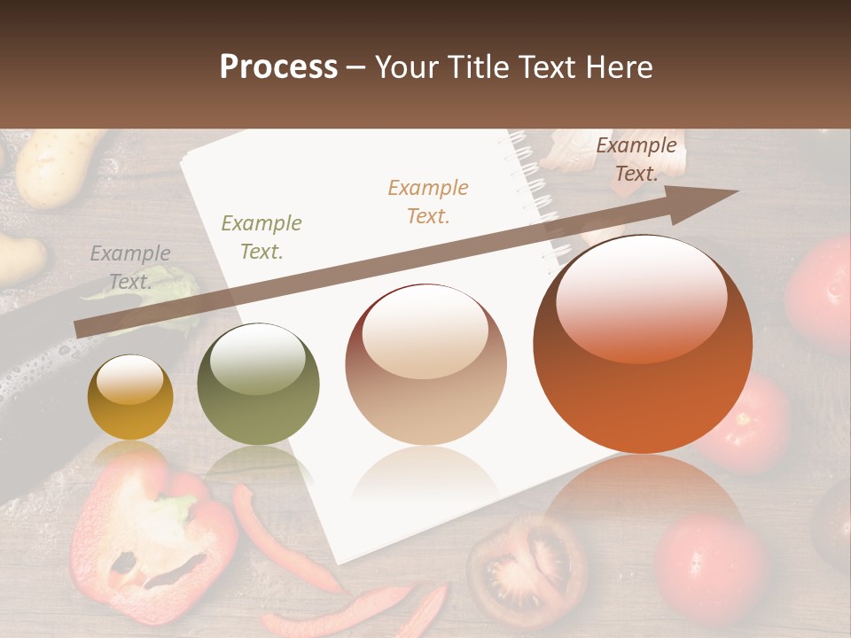 A Table With A Notebook And Vegetables On It PowerPoint Template