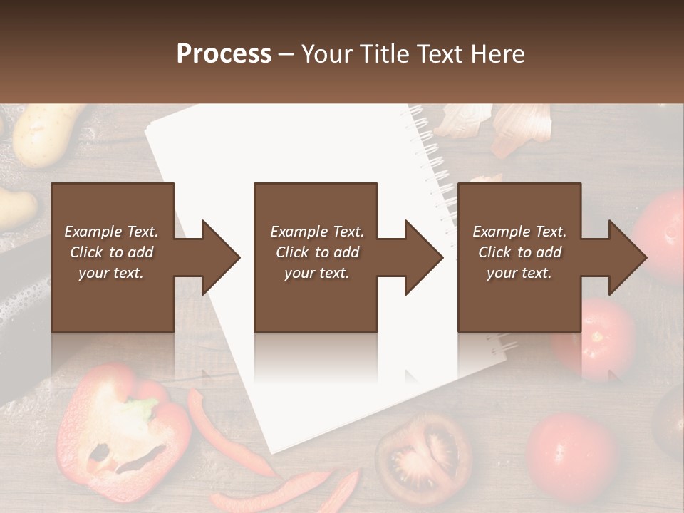 A Table With A Notebook And Vegetables On It PowerPoint Template