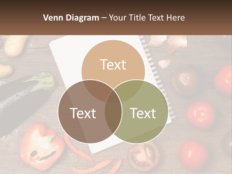 A Table With A Notebook And Vegetables On It PowerPoint Template