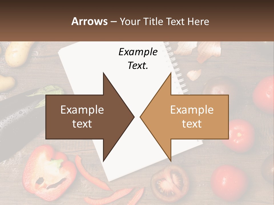 A Table With A Notebook And Vegetables On It PowerPoint Template