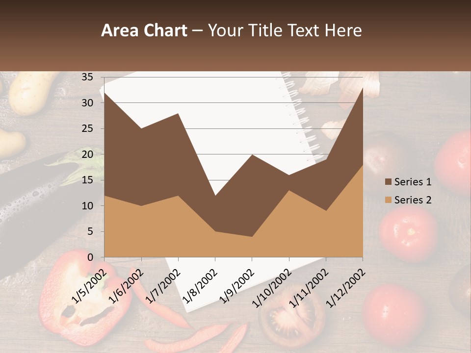 A Table With A Notebook And Vegetables On It PowerPoint Template