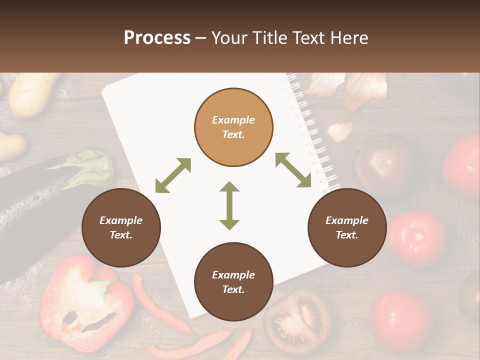 A Table With A Notebook And Vegetables On It PowerPoint Template