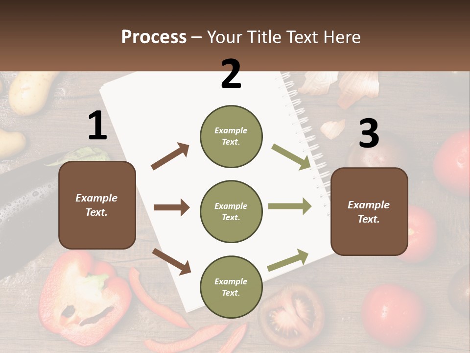 A Table With A Notebook And Vegetables On It PowerPoint Template