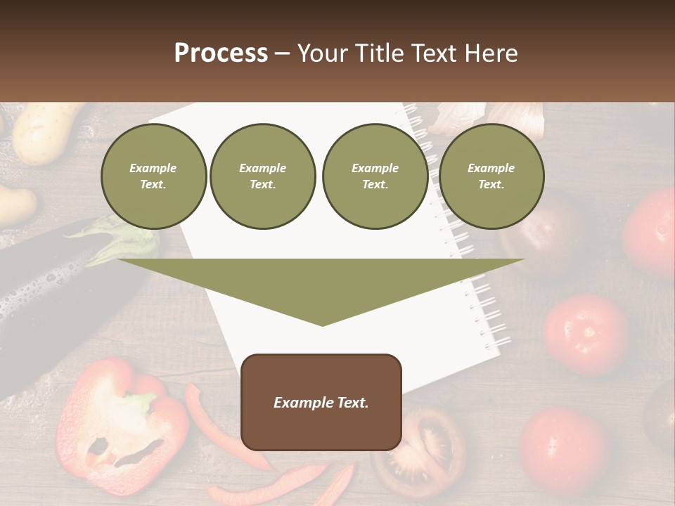 A Table With A Notebook And Vegetables On It PowerPoint Template
