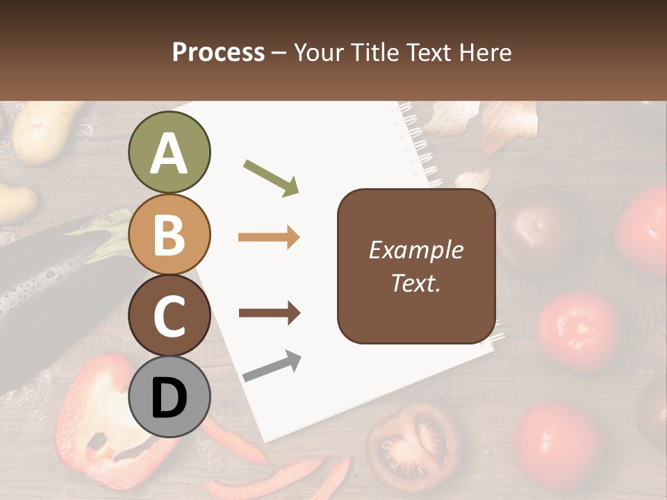 A Table With A Notebook And Vegetables On It PowerPoint Template