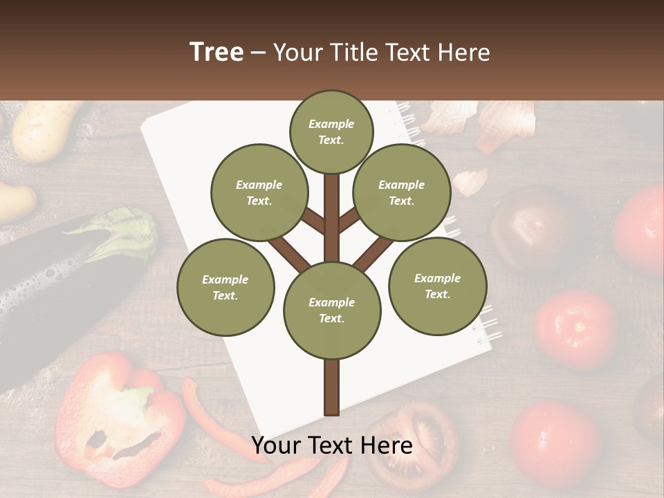 A Table With A Notebook And Vegetables On It PowerPoint Template