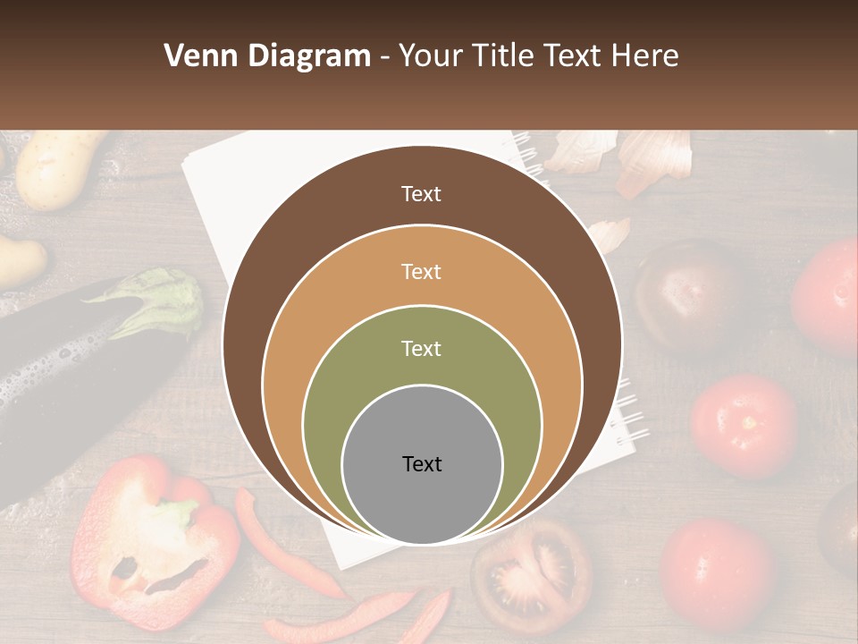 A Table With A Notebook And Vegetables On It PowerPoint Template
