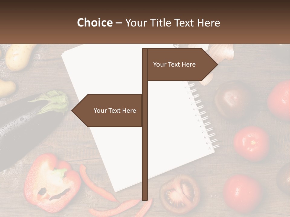 A Table With A Notebook And Vegetables On It PowerPoint Template