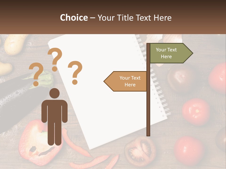 A Table With A Notebook And Vegetables On It PowerPoint Template