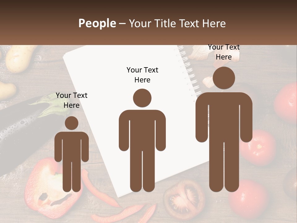 A Table With A Notebook And Vegetables On It PowerPoint Template