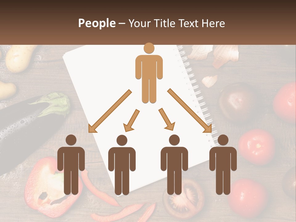 A Table With A Notebook And Vegetables On It PowerPoint Template