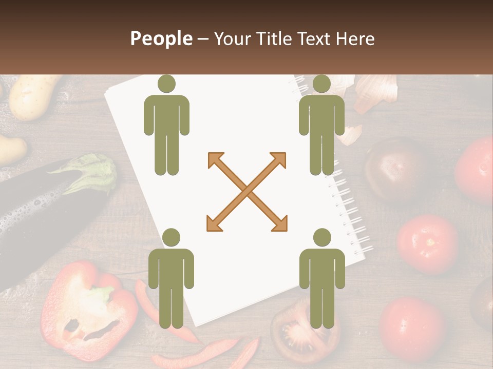 A Table With A Notebook And Vegetables On It PowerPoint Template