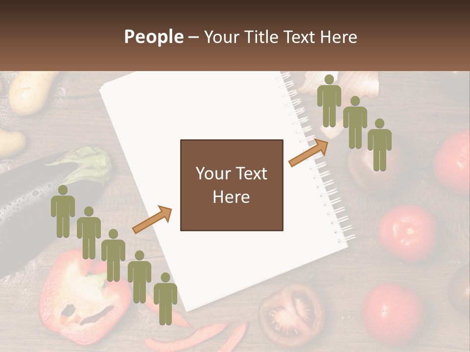 A Table With A Notebook And Vegetables On It PowerPoint Template