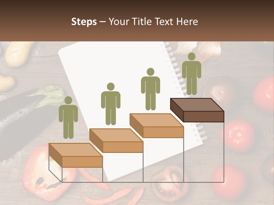A Table With A Notebook And Vegetables On It PowerPoint Template